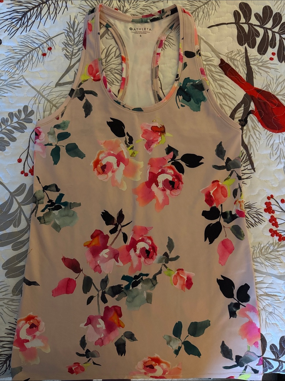 Athleta Blush Pink Floral Racerback Tank